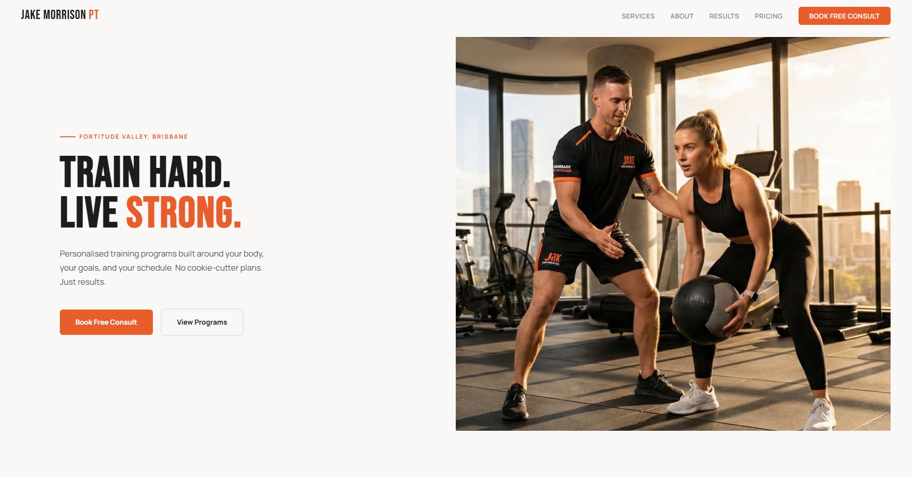 Website concept for a personal trainer