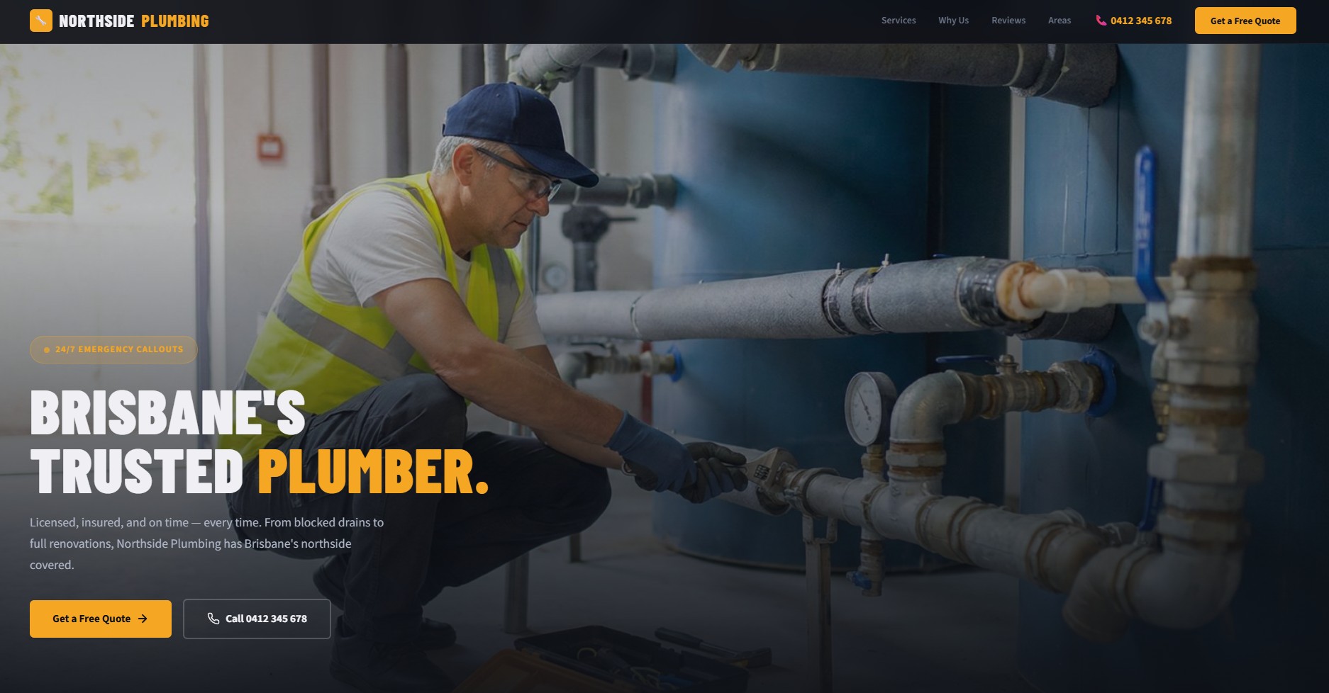 Website concept for a plumbing business